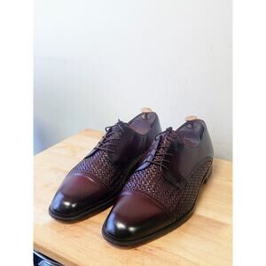 MEZLAN CANCUN MEN'S Burgundy LEATHER WOVEN CAPTOE OXFORDS SIZE 11.5 W (Wide)